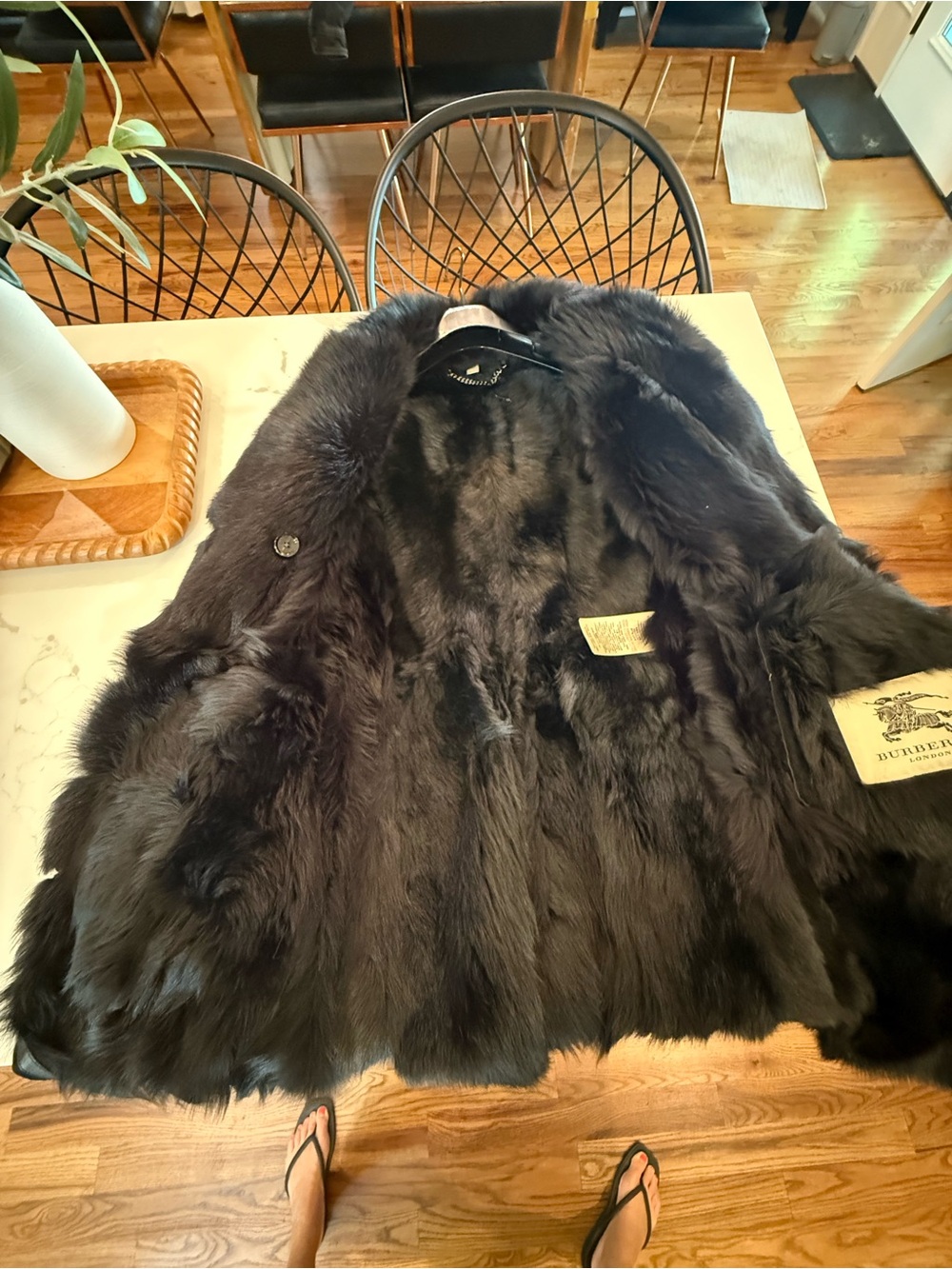 Burberry Black Shearling Trench Coat - Picture 7 of 10